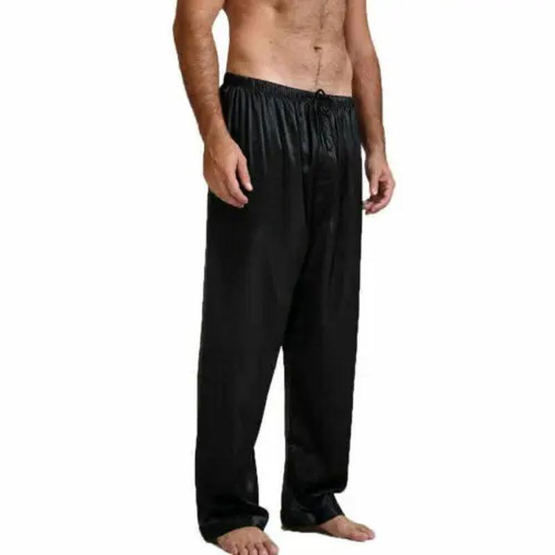 Men's Loose Silk Satin Pajama Pants - Casual Nightwear Sleep Bottoms