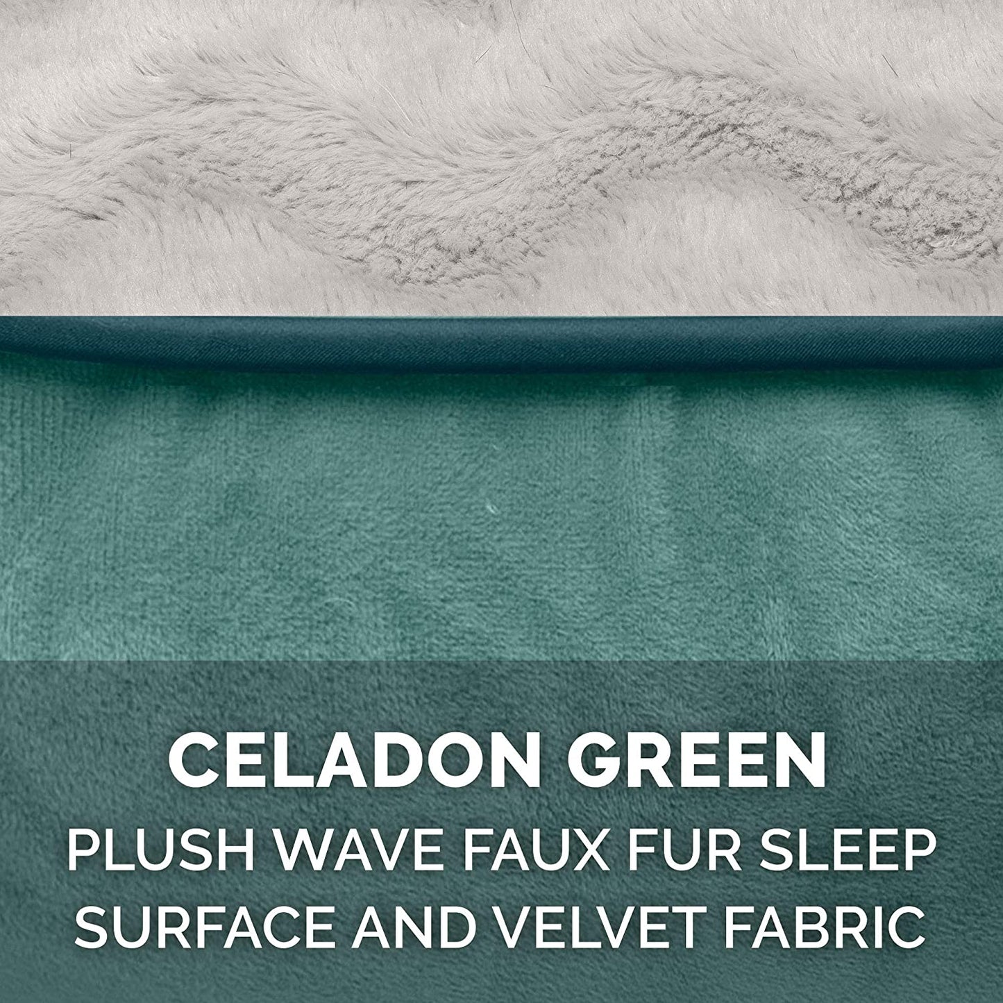 Orthopedic Small Dog Bed with Removable Bolsters and Washable Cover for Dogs Up to 20 lbs - Plush Velvet Waves in Celadon Green