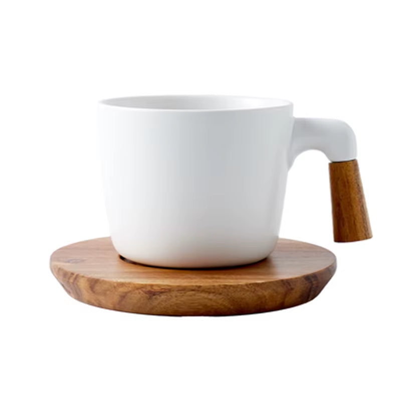 Japanese-Inspired Ceramic Tea Set with Wooden Handle and High Borosilicate Glass Teapot - Heat Resistant and Transparent
