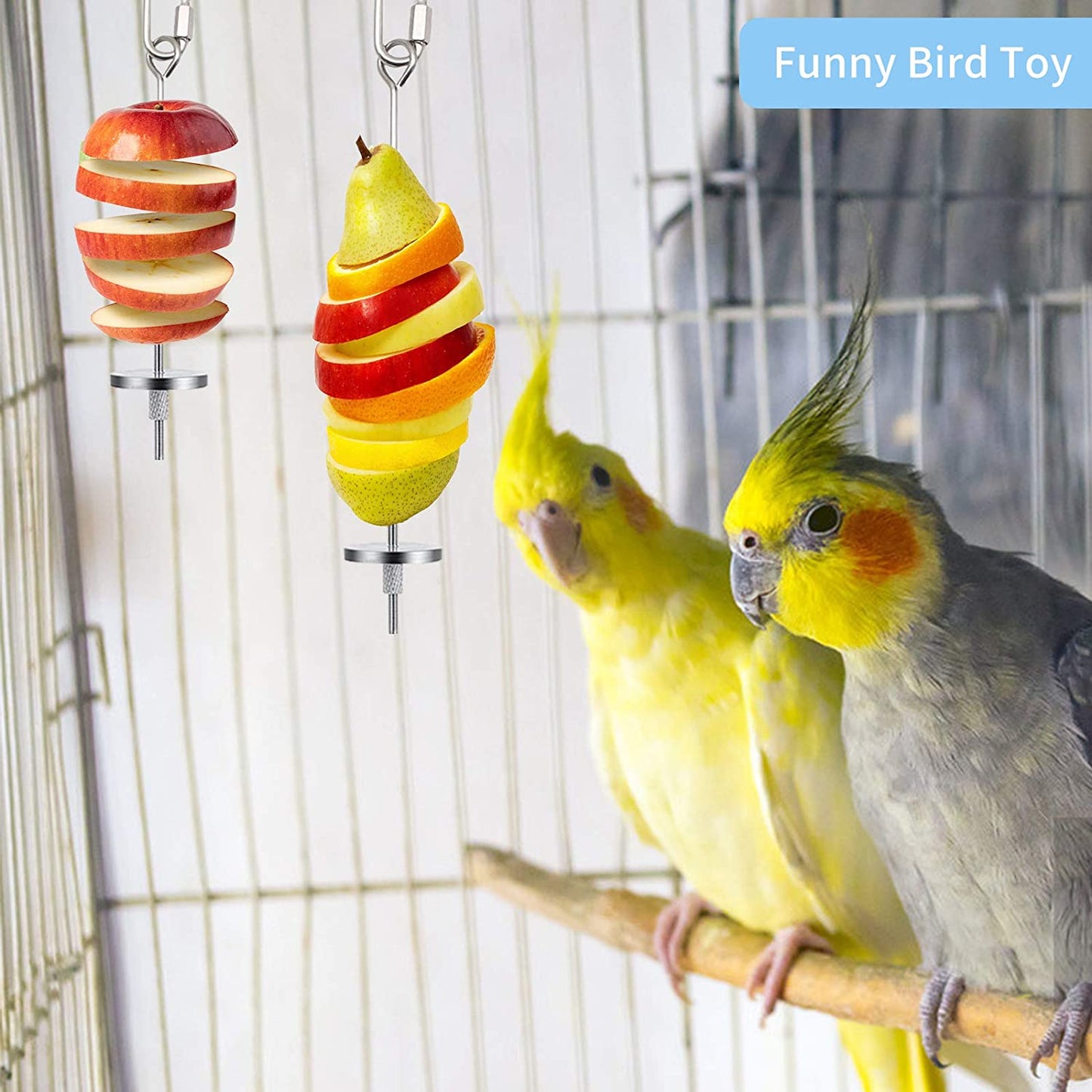 3-Piece Stainless Steel Bird Food Holder and Feeder Toy for Small Animals, Ideal for Parrots, Cockatoos, and Cockatiels