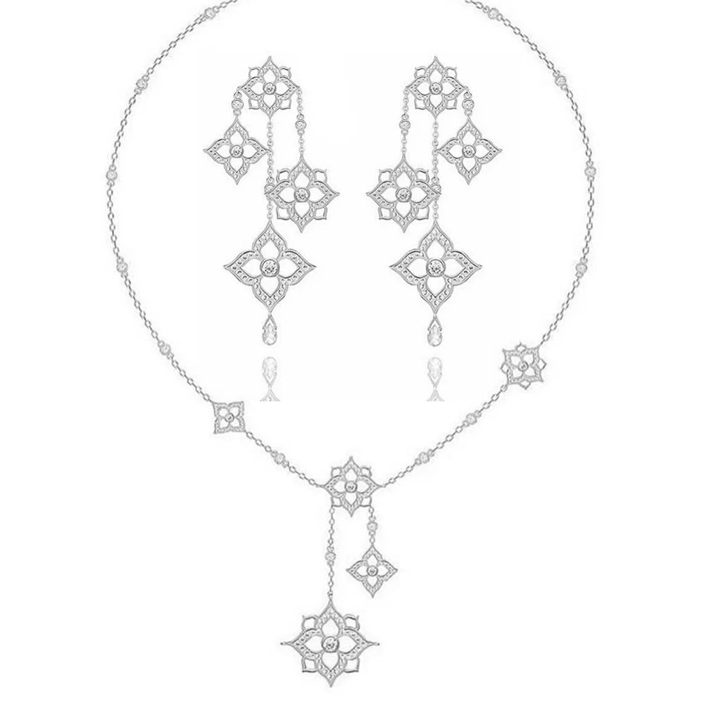 GODK TRENDY Long Tassel Statement Necklace for Women - Elegant Cubic Zirconia Bridal Jewelry Gift for Weddings and Parties