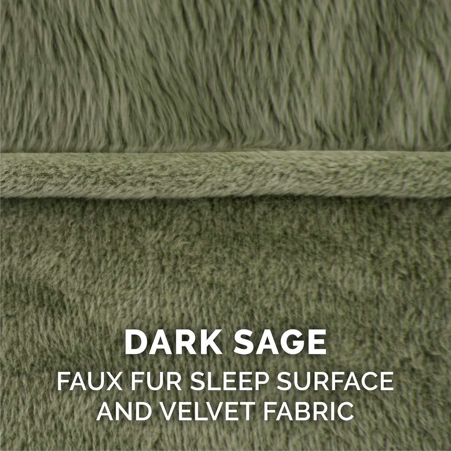 Jumbo Dark Sage Faux Fur & Velvet Replacement Dog Bed Cover, Machine Washable