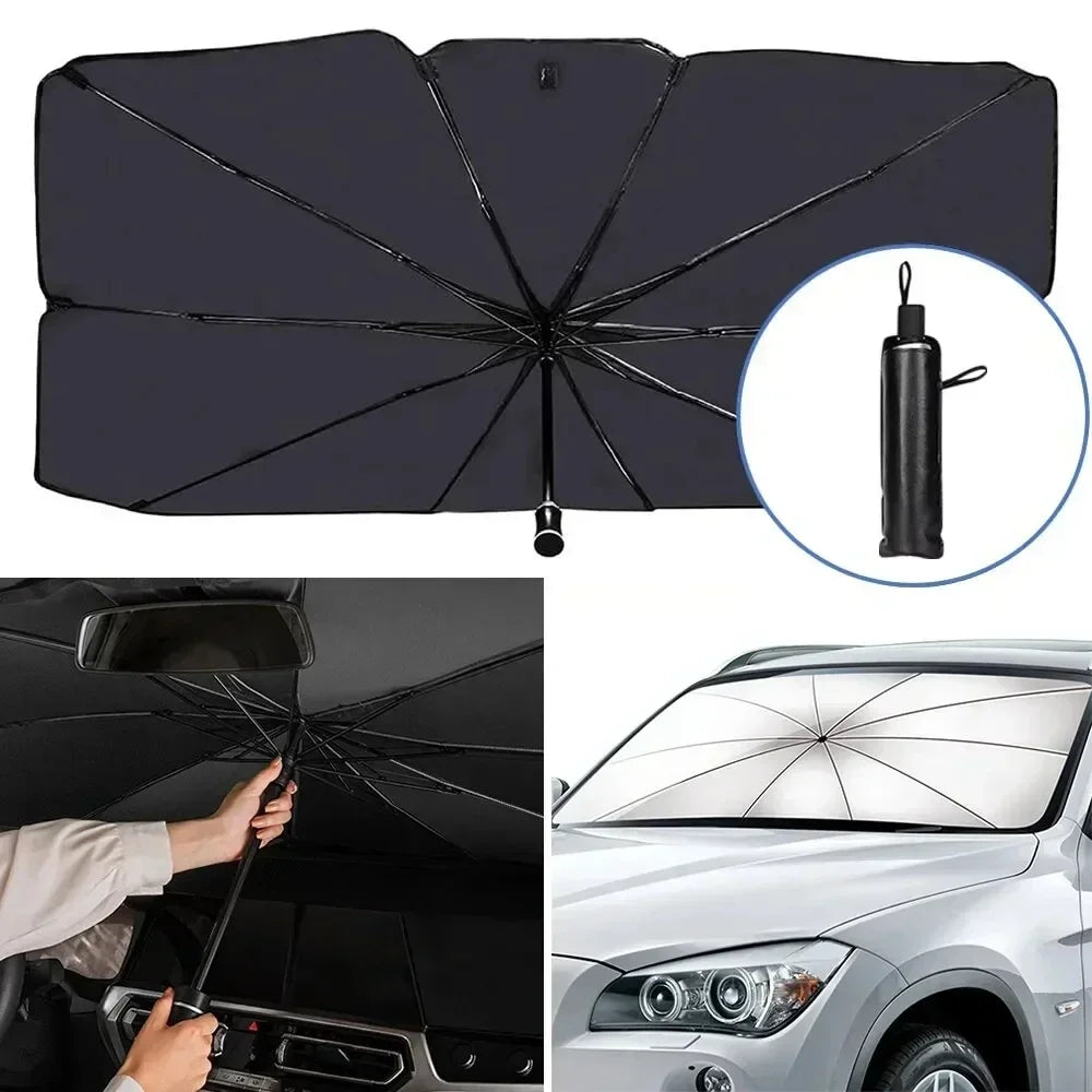 Foldable Car Windshield Sun Shade Umbrella for UV Protection and Heat Reduction