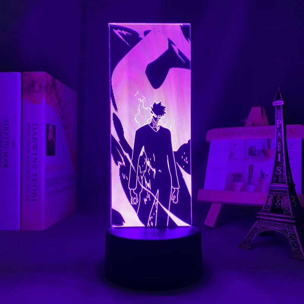 Anime LED Light Stand featuring Sung Jin-Woo Action Figure - Acrylic Decor for Boys' Bedrooms and Manga Enthusiasts