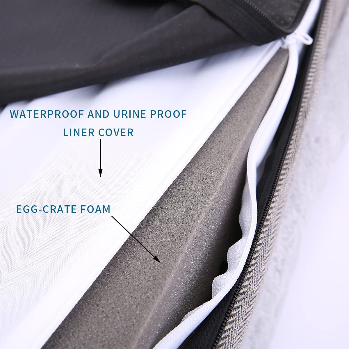 Orthopedic Medium Dog Bed with Bolster Sides, Removable Washable Cover, Non-Skid Base, Egg Foam Couch for Comfortable Sleeping, 31 x 25 Inches, Gray