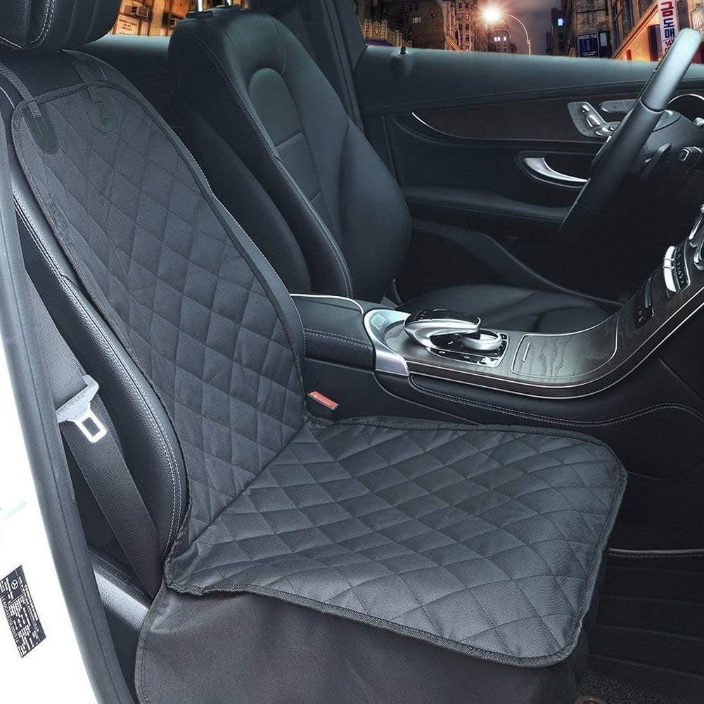 Premium Waterproof Dog Seat Covers for Cars, Trucks, and SUVs - Heavy-Duty 600D Fabric, Non-Slip Backing, Hammock Style, Black, Set of 2