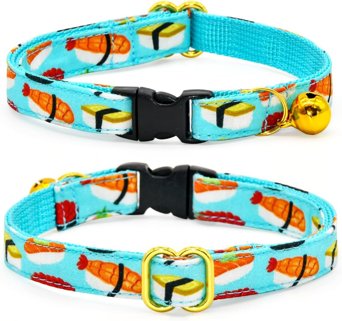 Sushi-Themed Breakaway Safety Collar with Bow Tie for Kittens - Ideal for Weddings and Birthdays