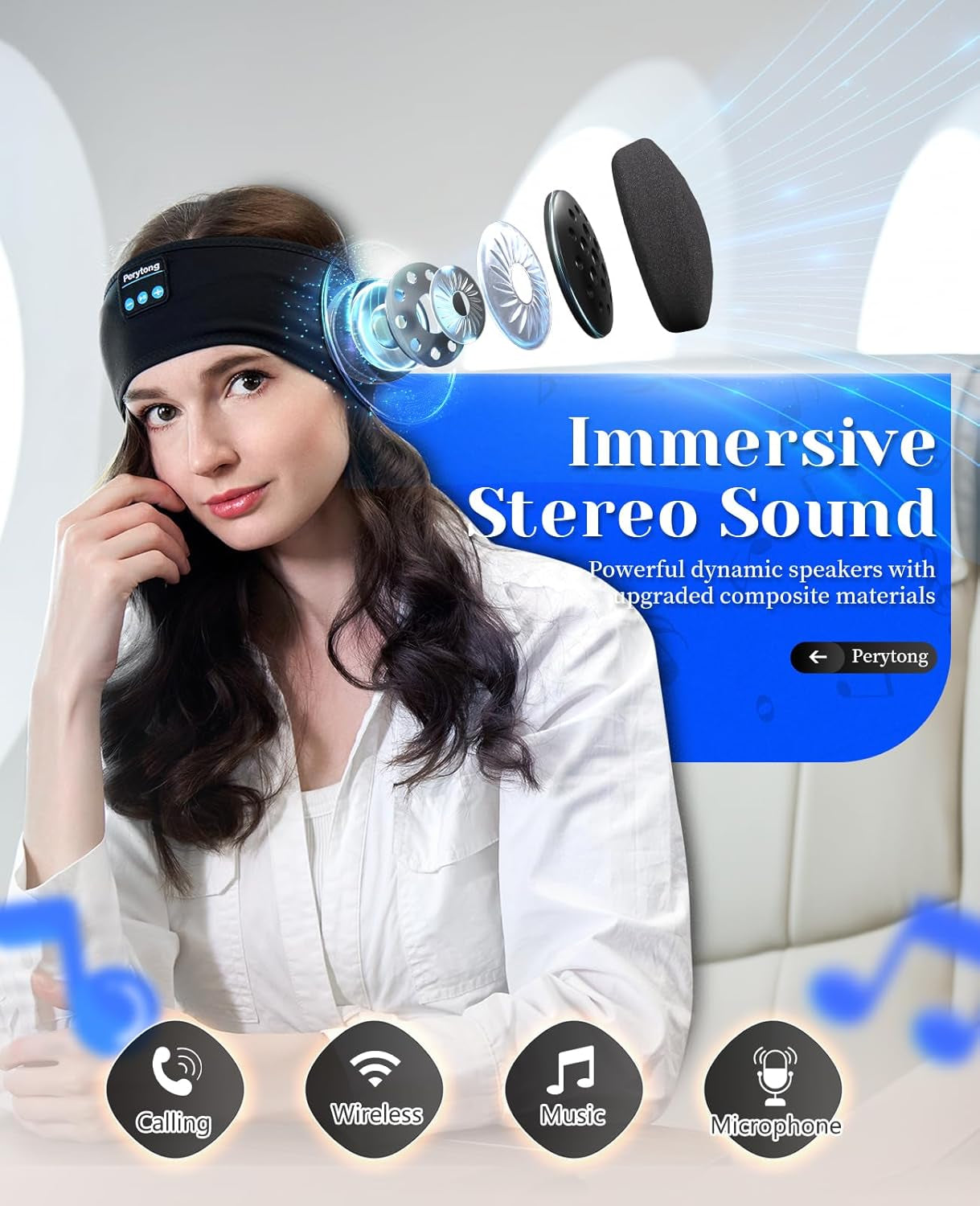 Sleep Headphones Wireless, Bluetooth Sports Headband Headphones with Ultra-Thin HD Stereo Speakers Perfect for Sleeping,Workout,Jogging,Yoga,Insomnia, Air Travel, Meditation