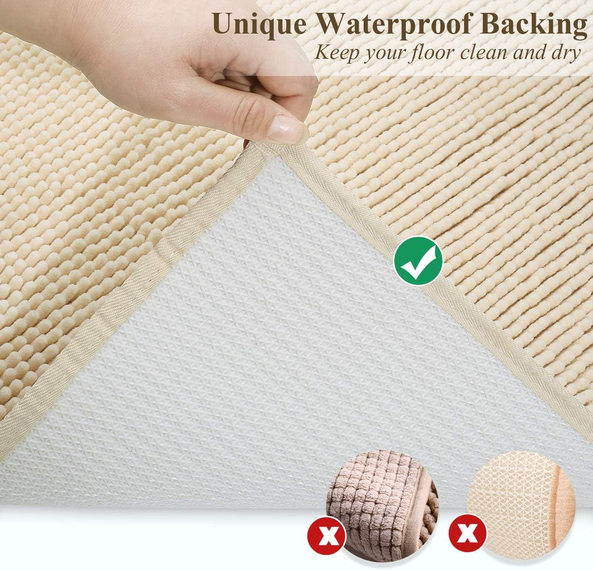 Cat Litter Mat - 31" x 20" Waterproof Litter Trapping Rug, Soft and Machine Washable, Beige