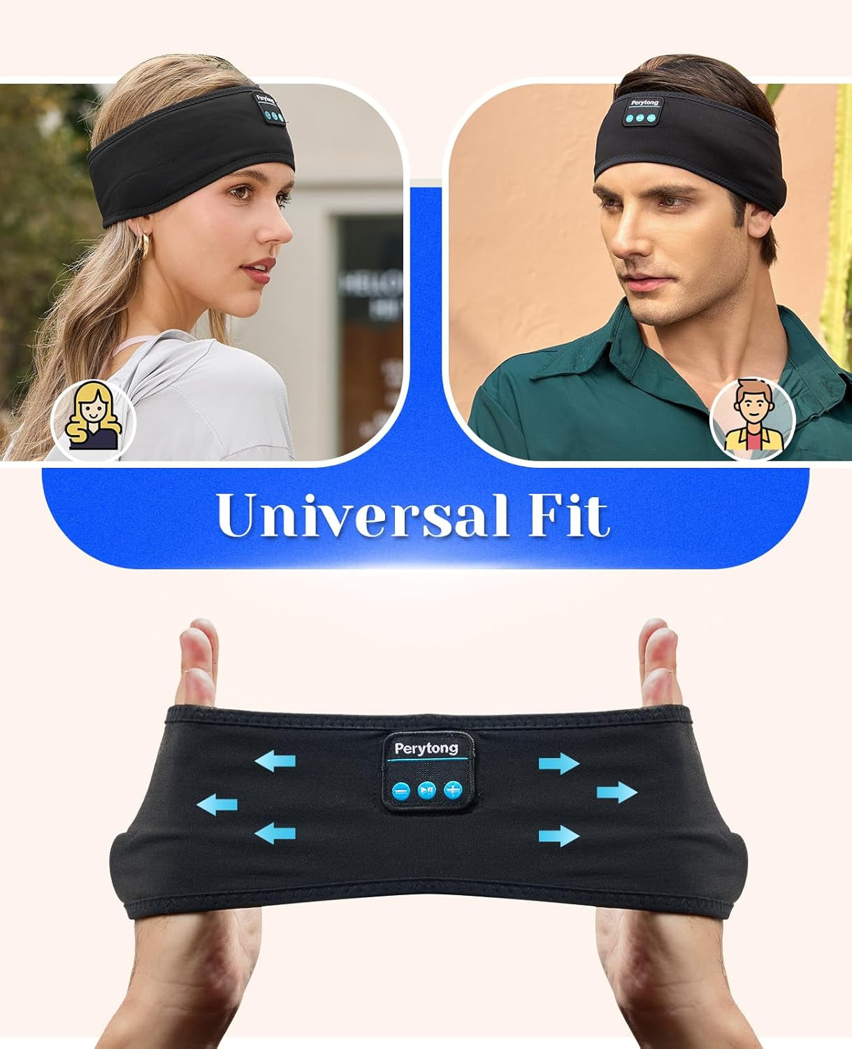 Sleep Headphones Wireless, Bluetooth Sports Headband Headphones with Ultra-Thin HD Stereo Speakers Perfect for Sleeping,Workout,Jogging,Yoga,Insomnia, Air Travel, Meditation