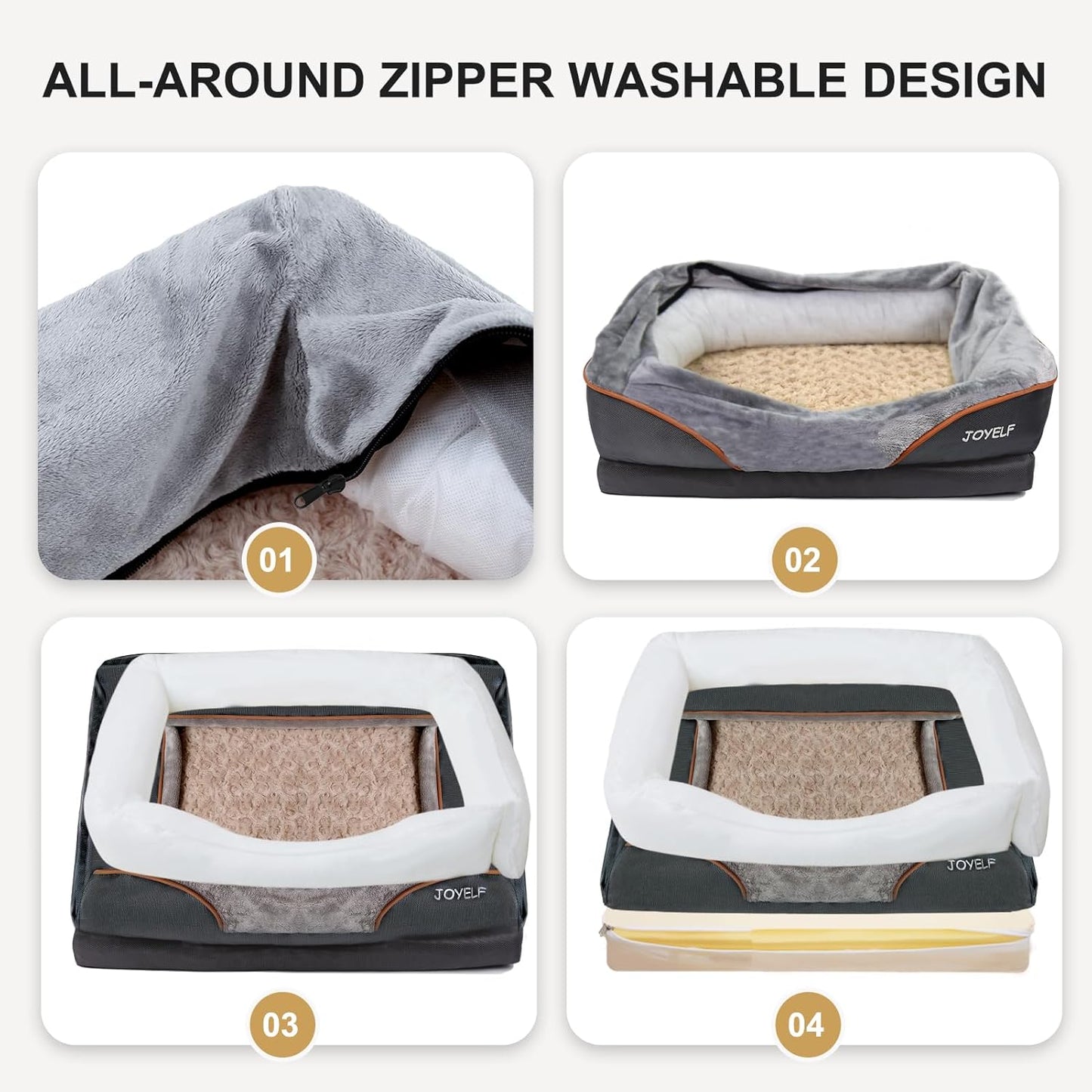 Orthopedic Large Memory Foam Dog Bed with Removable Washable Cover and Complimentary Squeaker Toy