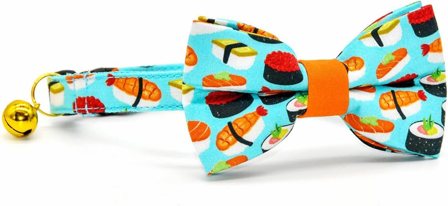 Sushi-Themed Breakaway Safety Collar with Bow Tie for Kittens - Ideal for Weddings and Birthdays