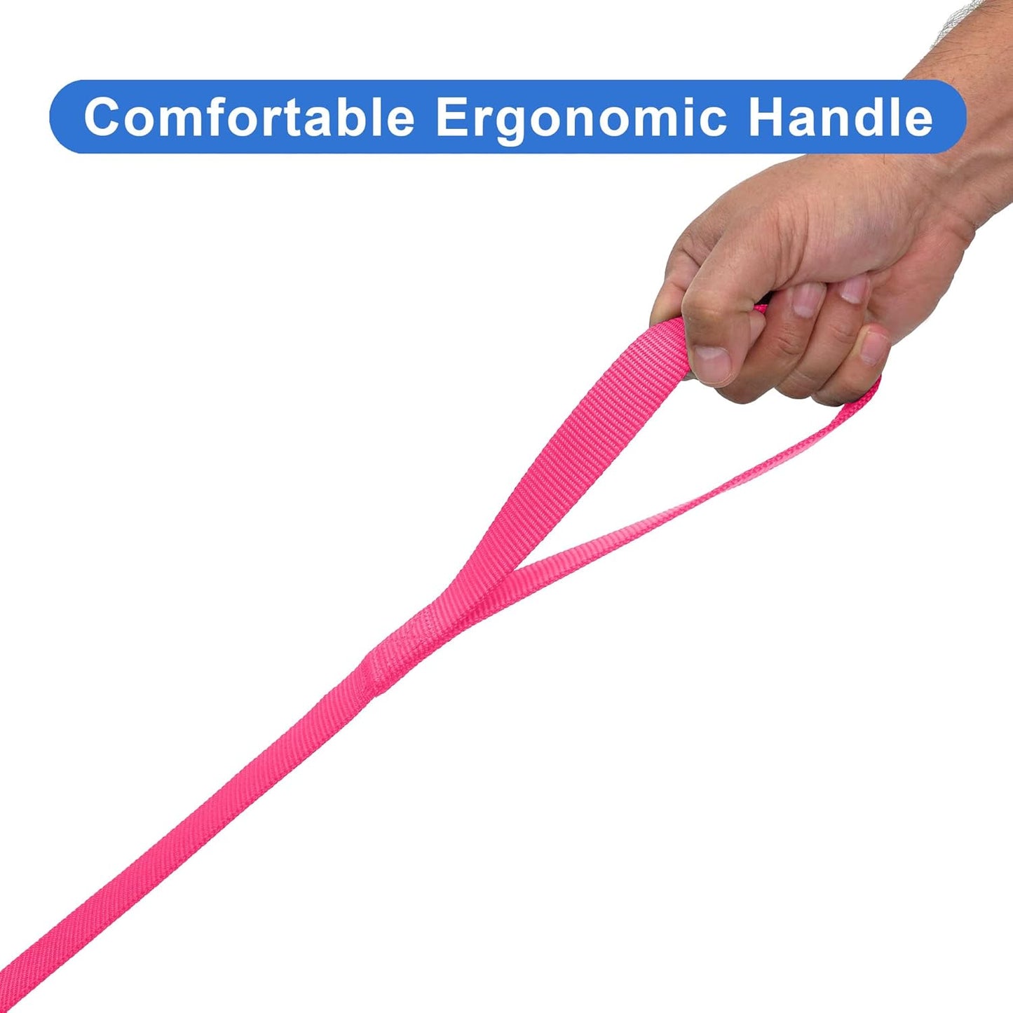 6-Foot Solid Color Dog Training Leash with Comfortable Handle - Medium/Large Size in Pink