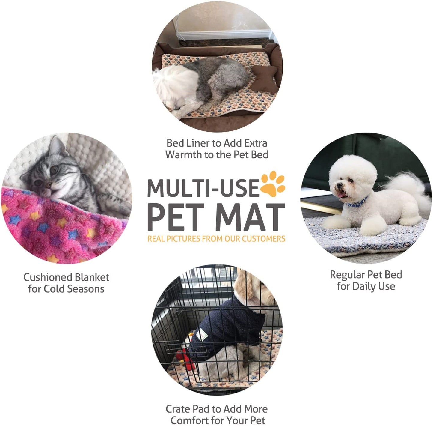 Ultra Soft Dog Crate Pad with Star Print - Washable Reversible Fleece Bed for Dogs and Cats, 21 x 12 Inch, Brown