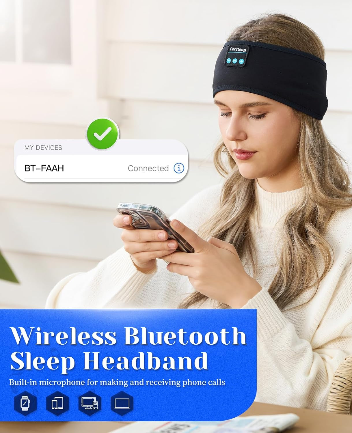 Sleep Headphones Wireless, Bluetooth Sports Headband Headphones with Ultra-Thin HD Stereo Speakers Perfect for Sleeping,Workout,Jogging,Yoga,Insomnia, Air Travel, Meditation