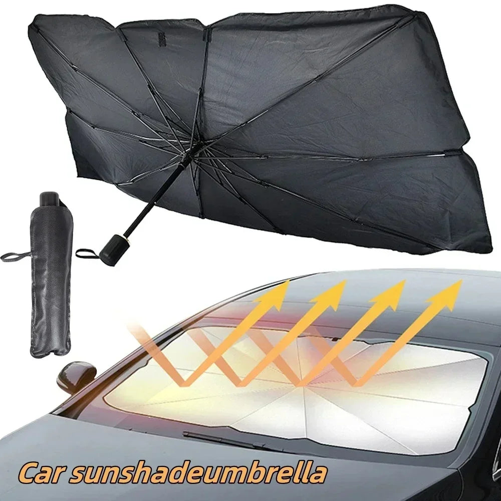 Foldable Car Windshield Sun Shade Umbrella for UV Protection and Heat Reduction
