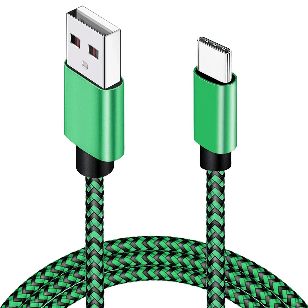 USB Type C Cable Date Sync 2.4A Fast Charging Nylon Braided Wire Charger Cable for Samsung Huawei Android Mobile Phone 1M 2M 3M
