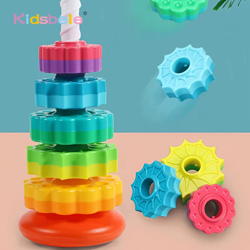 Rainbow Spinning Stacking Toy for Early Childhood Development and Intelligence Enhancement in Children