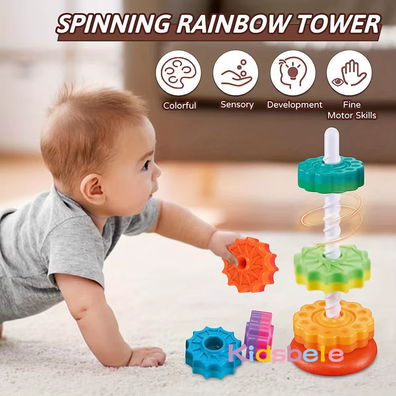 Rainbow Spinning Stacking Toy for Early Childhood Development and Intelligence Enhancement in Children