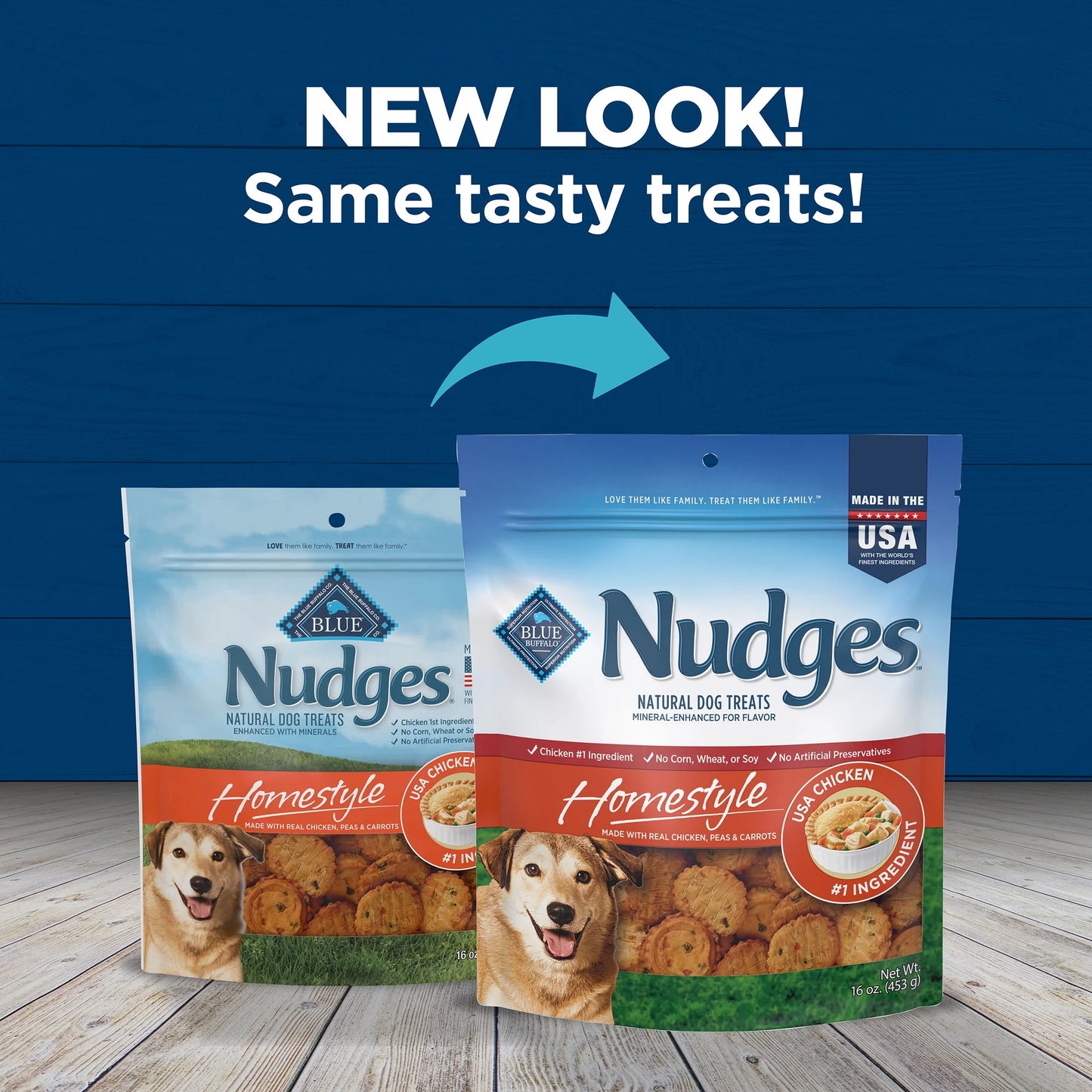 Nudges Homestyle Natural Dog Treats with Real Chicken, 16 oz Bag
