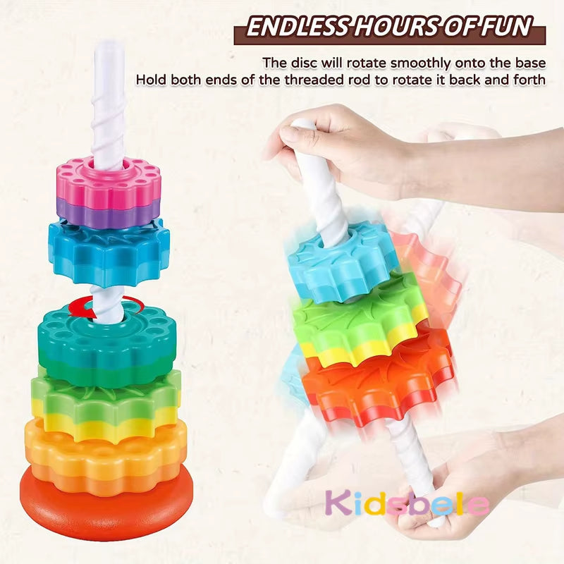 Rainbow Spinning Stacking Toy for Early Childhood Development and Intelligence Enhancement in Children