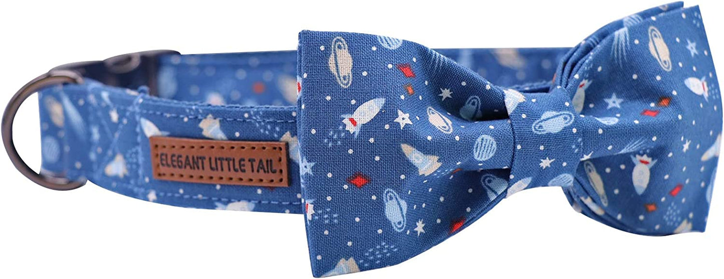 Elegant Bowtie Dog Collar - Adjustable Cotton and Webbing Design for Small, Medium, and Large Dogs and Cats