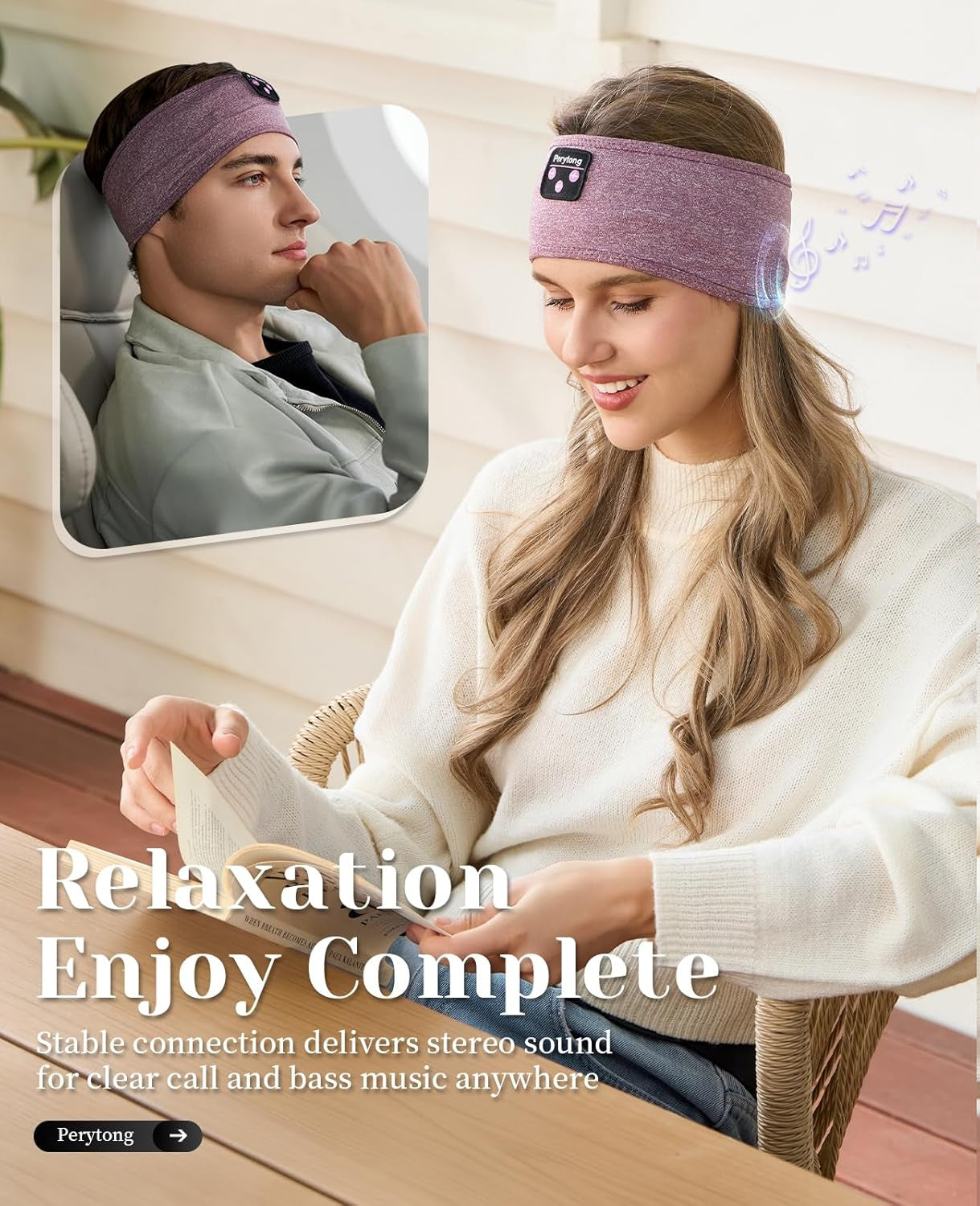 Sleep Headphones, Bluetooth Sports Headband Headphones with Ultra-Thin HD Stereo Speakers Perfect for Sleeping,Workout,Jogging,Yoga,Insomnia, Air Travel, Meditation