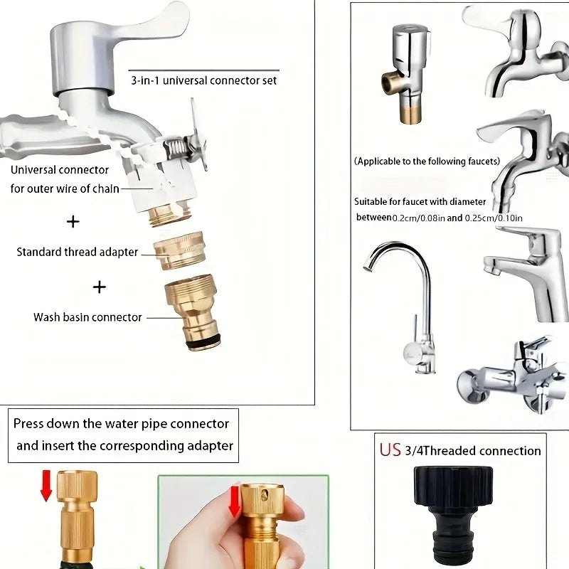 Expandable High-Pressure Car Wash Hose with Spray Gun Set for Outdoor Watering and Irrigation