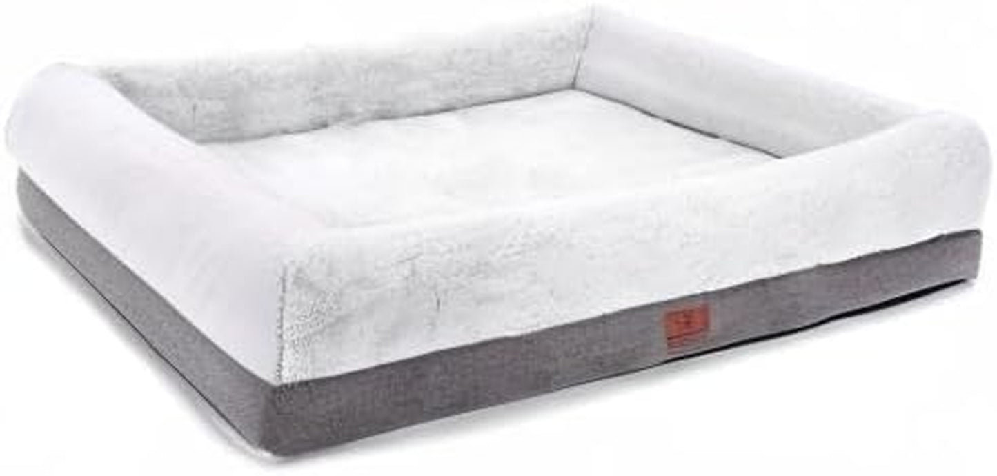 Orthopedic Medium Dog Bed with Bolster Sides, Removable Washable Cover, Non-Skid Base, Egg Foam Couch for Comfortable Sleeping, 31 x 25 Inches, Gray