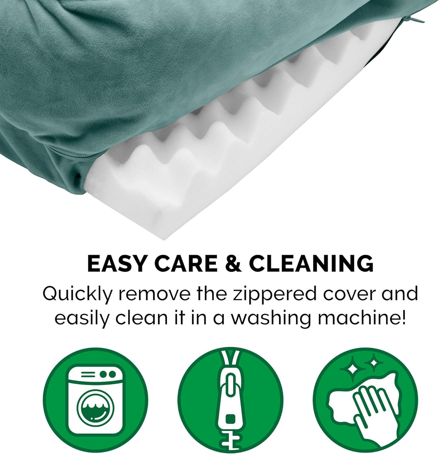 Orthopedic Small Dog Bed with Removable Bolsters and Washable Cover for Dogs Up to 20 lbs - Plush Velvet Waves in Celadon Green