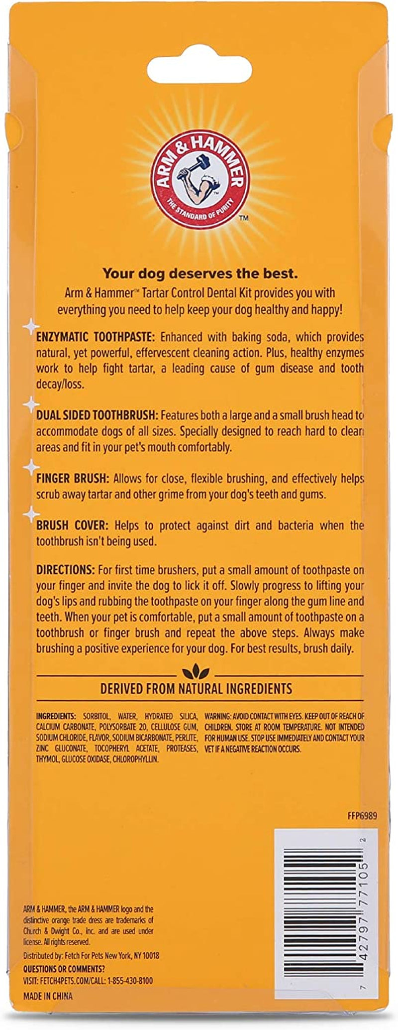 Tartar Control Kit for Dogs - 3-Piece Set with Toothpaste, Toothbrush, and Fingerbrush in Banana Mint Flavor, Reduces Plaque and Tartar Buildup