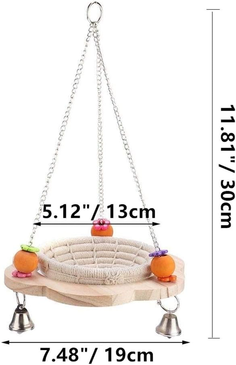Handmade Cotton Bird Nest Swing Hammock for Parakeets, Cockatiels, Conures, Lovebirds, and Finches with Colorful Chew Toy and Bells