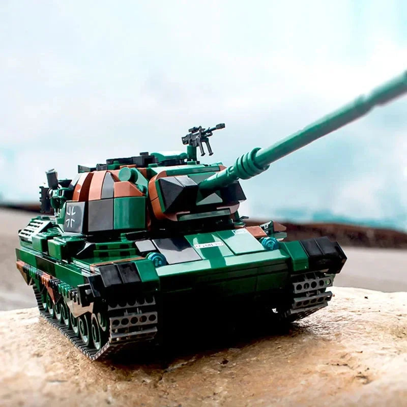 Germany WW2 Leopard 1 Main Battle Tank Model - Educational Building Blocks Set for Military Enthusiasts and Gift for Boys