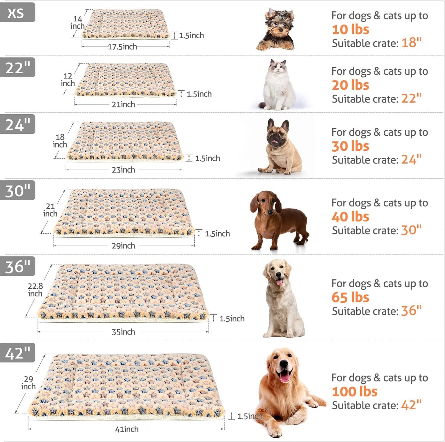 Ultra Soft Dog Crate Pad with Star Print - Washable Reversible Fleece Bed for Dogs and Cats, 21 x 12 Inch, Brown