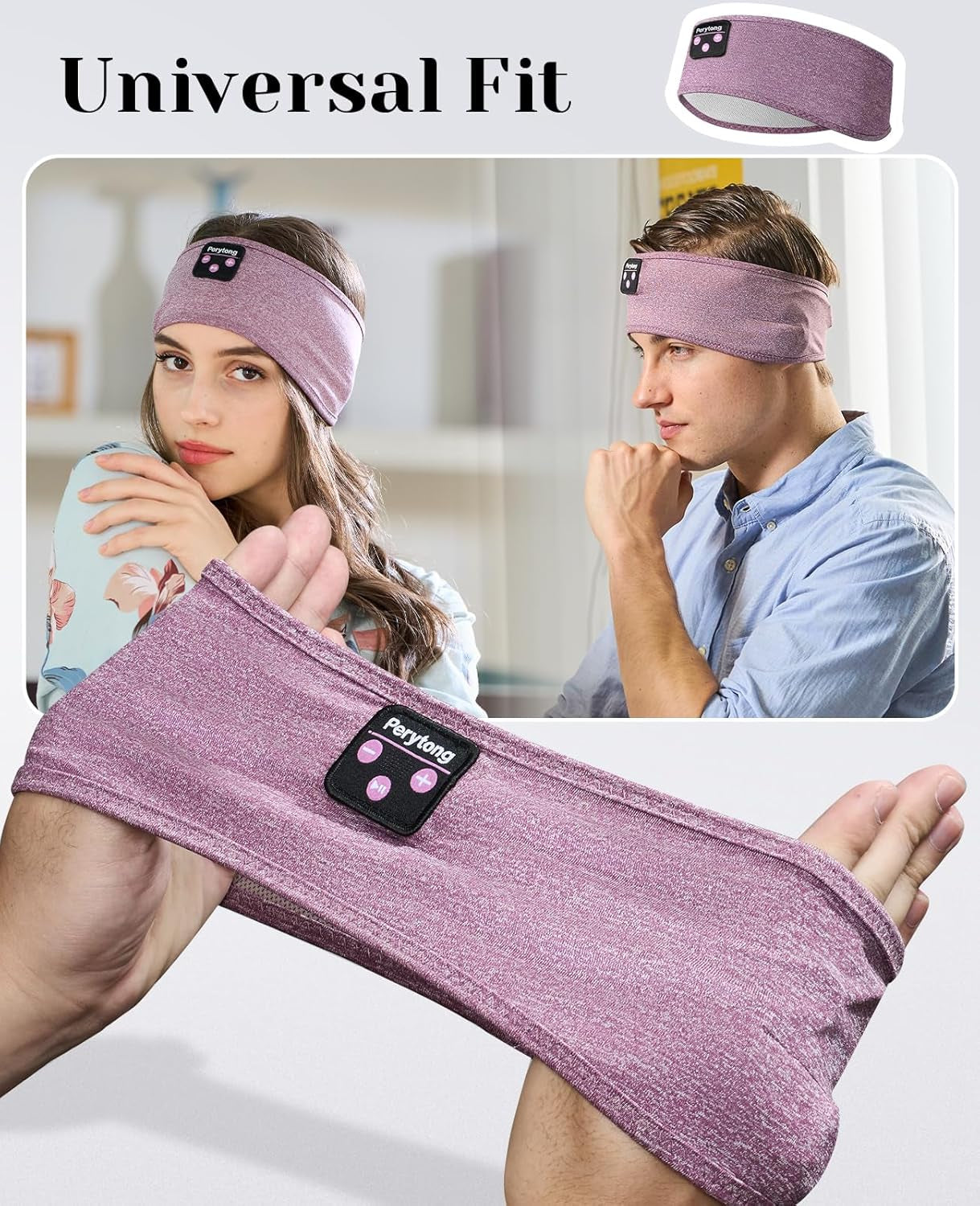 Sleep Headphones, Bluetooth Sports Headband Headphones with Ultra-Thin HD Stereo Speakers Perfect for Sleeping,Workout,Jogging,Yoga,Insomnia, Air Travel, Meditation