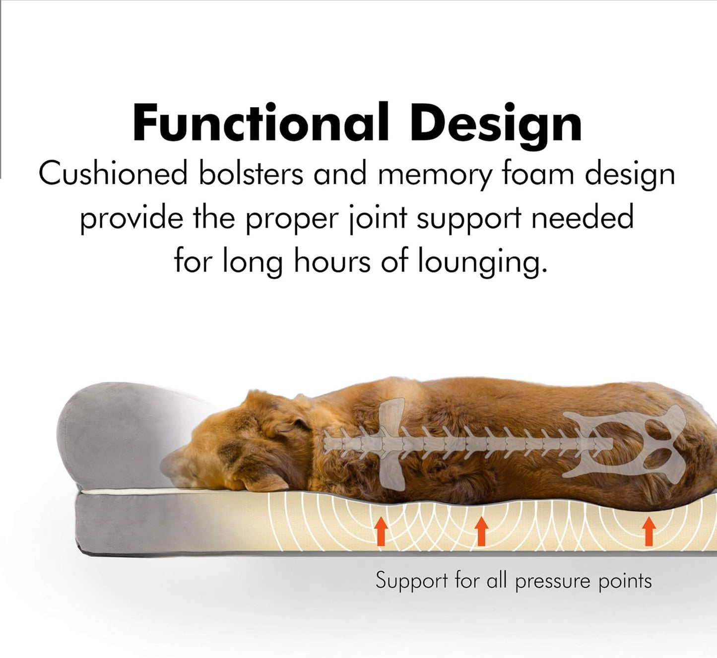 X-Large Orthopedic Dog Bed with Memory Foam Mattress, Calming Couch Design, Wall Rim Pillow, Water-Resistant Liner, Washable Cover, Non-Slip Bottom in Khaki Beige