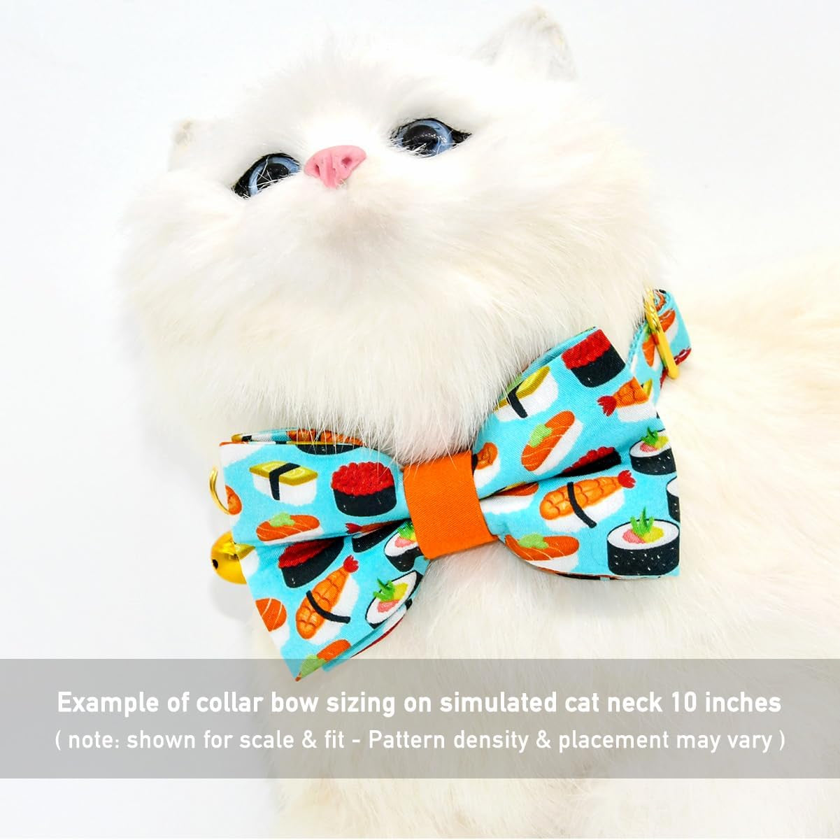 Sushi-Themed Breakaway Safety Collar with Bow Tie for Kittens - Ideal for Weddings and Birthdays