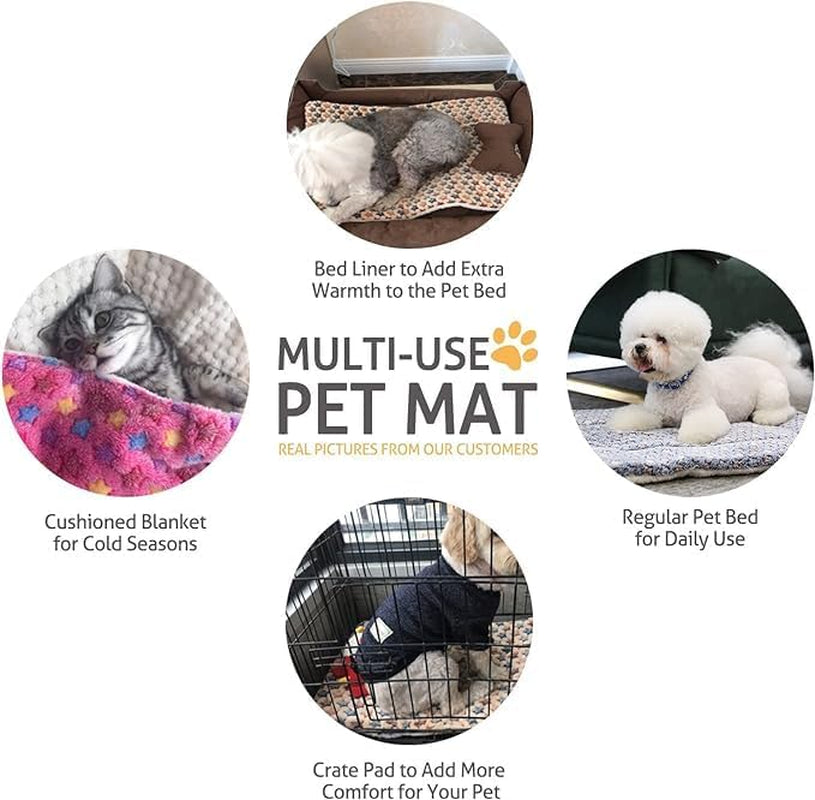Ultra Soft Reversible Dog Bed Crate Pad with Star Print - Washable Pet Mat for Large, Medium, and Small Dogs and Cats - 29 x 21 Inch - Pink