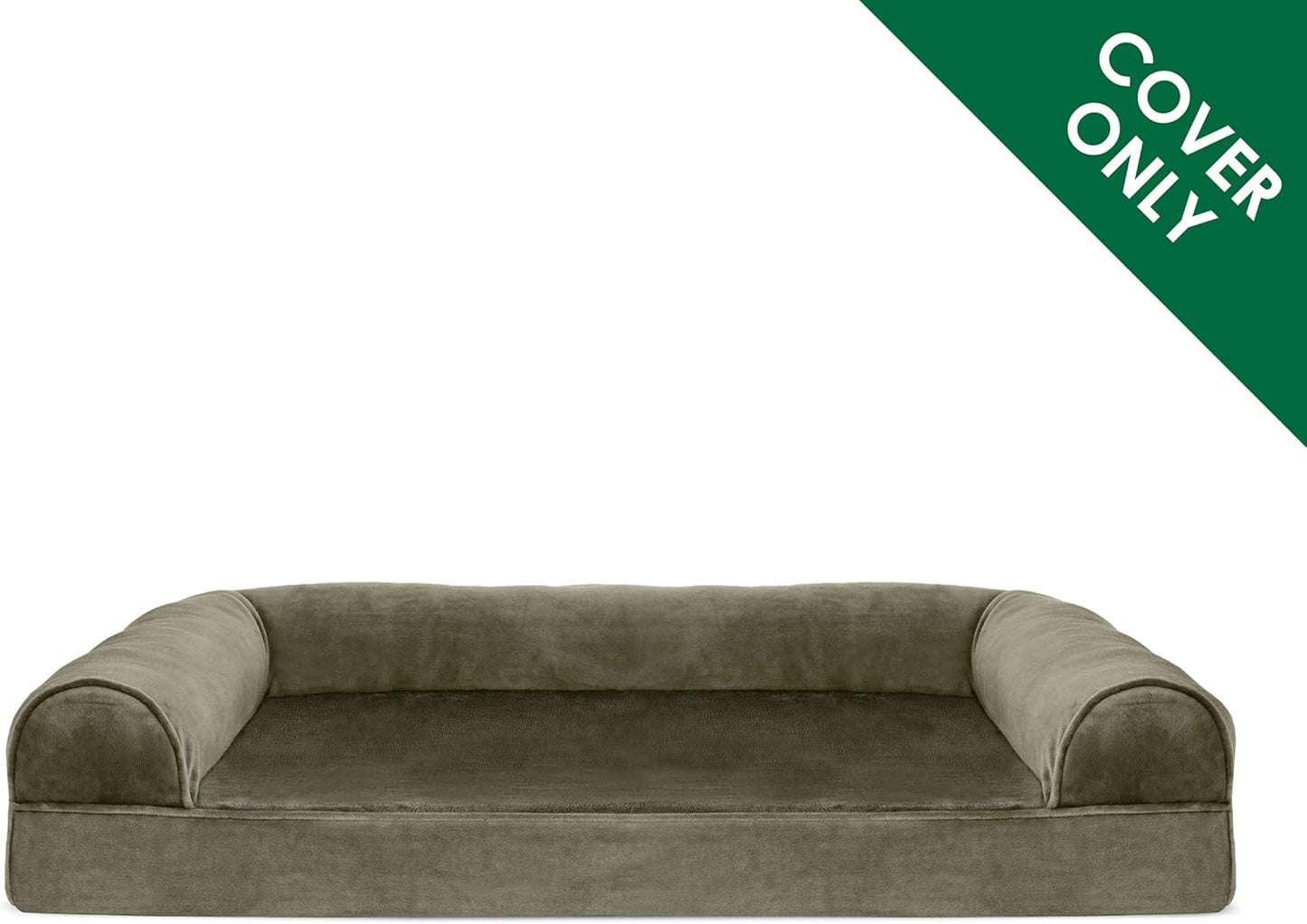 Jumbo Dark Sage Faux Fur & Velvet Replacement Dog Bed Cover, Machine Washable