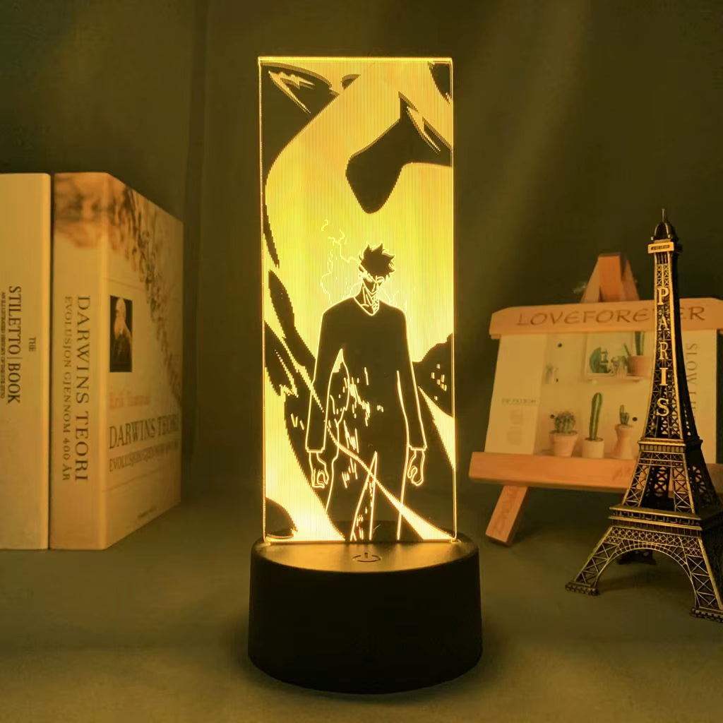 Anime LED Light Stand featuring Sung Jin-Woo Action Figure - Acrylic Decor for Boys' Bedrooms and Manga Enthusiasts