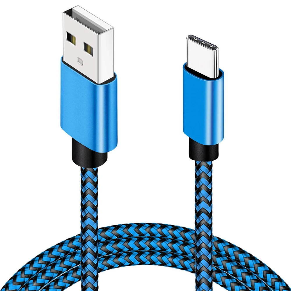 USB Type C Cable Date Sync 2.4A Fast Charging Nylon Braided Wire Charger Cable for Samsung Huawei Android Mobile Phone 1M 2M 3M
