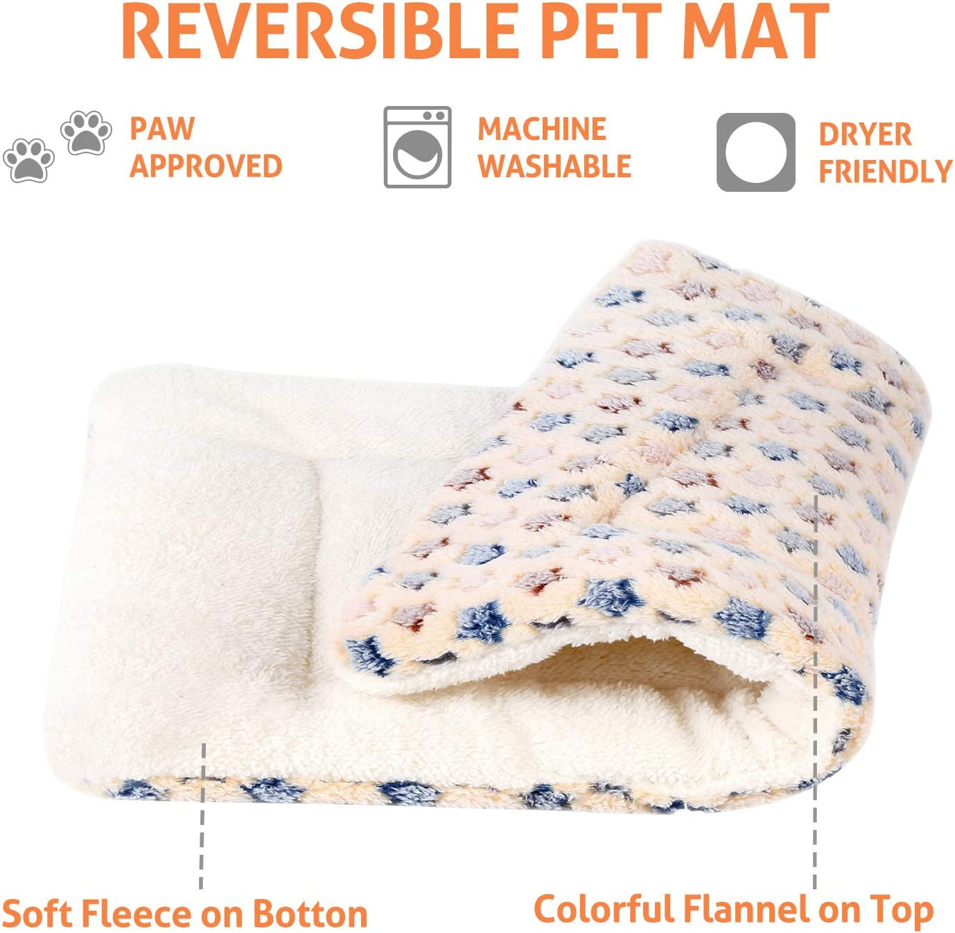 Ultra Soft Dog Crate Pad with Star Print - Washable Reversible Fleece Bed for Dogs and Cats, 21 x 12 Inch, Brown