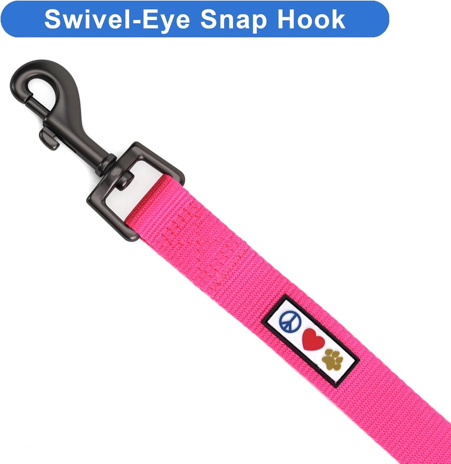 6-Foot Solid Color Dog Training Leash with Comfortable Handle - Medium/Large Size in Pink