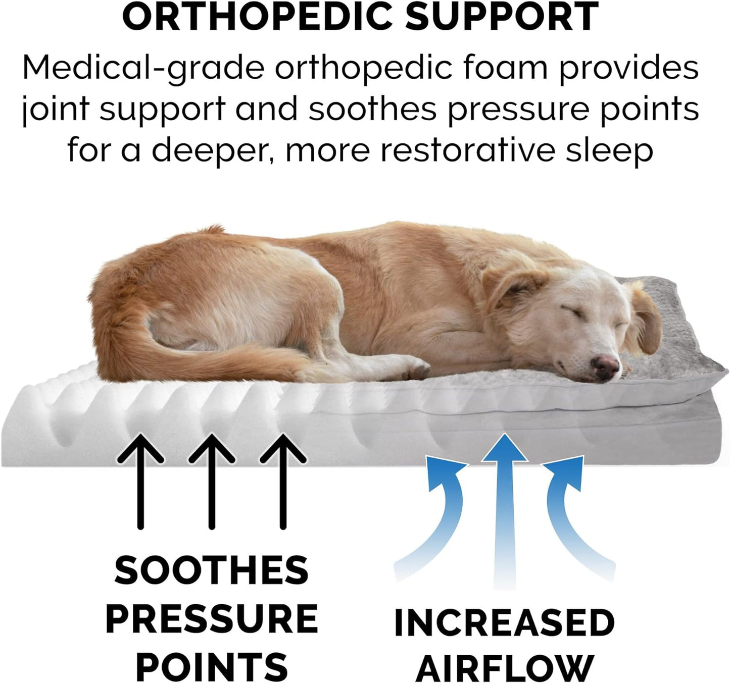 Orthopedic Dog Bed for Medium and Small Breeds with Removable Washable Cover and Pillow Cushion Top, Supports Dogs Up to 35 lbs - Minky Plush and Suede Mattress in Titanium Gray, Medium Size