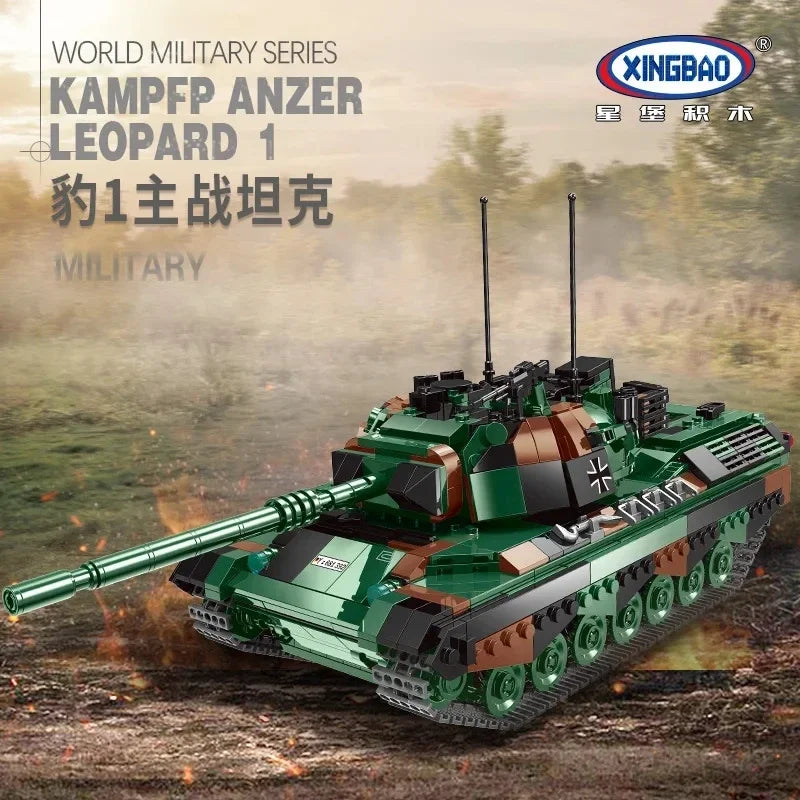 Germany WW2 Leopard 1 Main Battle Tank Model - Educational Building Blocks Set for Military Enthusiasts and Gift for Boys