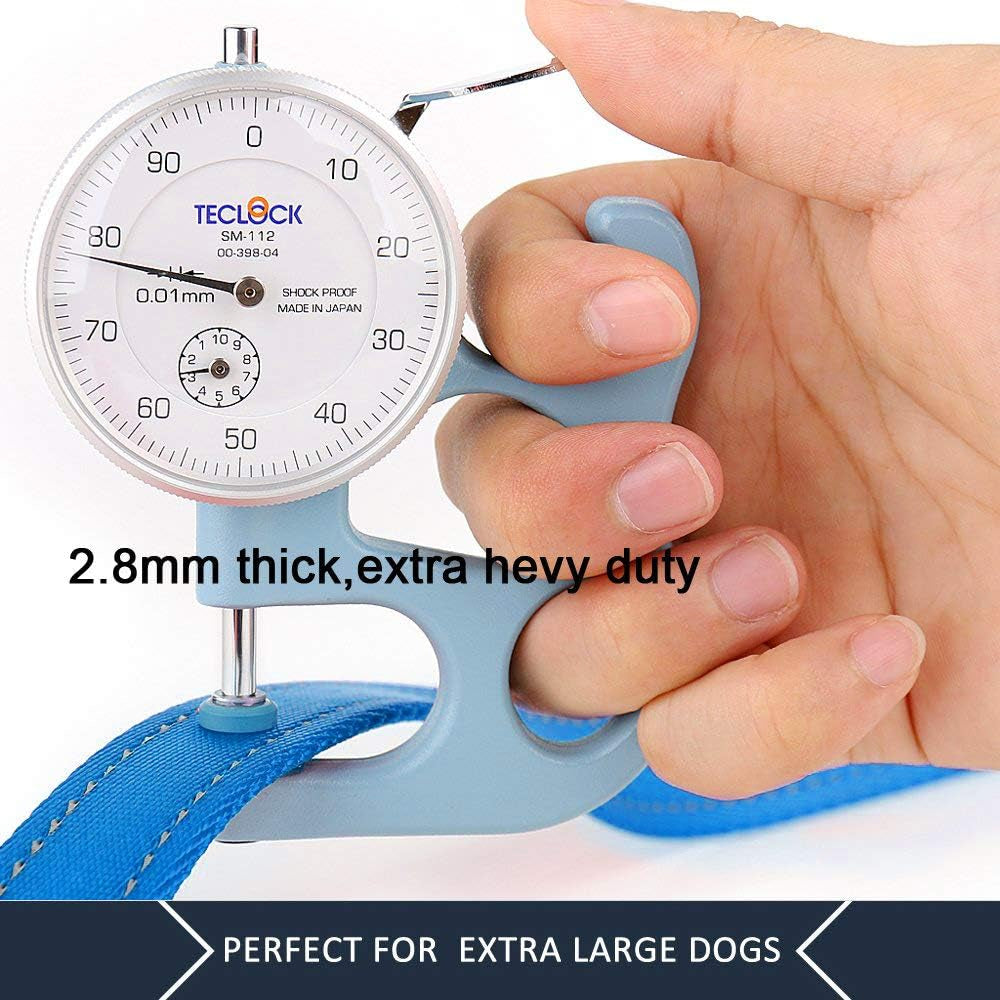 6Ft Heavy Duty Dog Leash with Padded Traffic Handles, Reflective Design for Enhanced Control and Safety Training, Ideal for Large and Medium Dogs (Light Blue)
