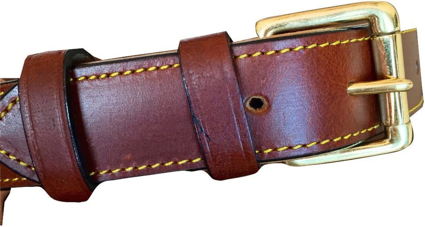 Premium Genuine Leather Padded Dog Collar - Large Brown, 24" Length x 1.5" Width, Fits Neck Sizes 18" to 21