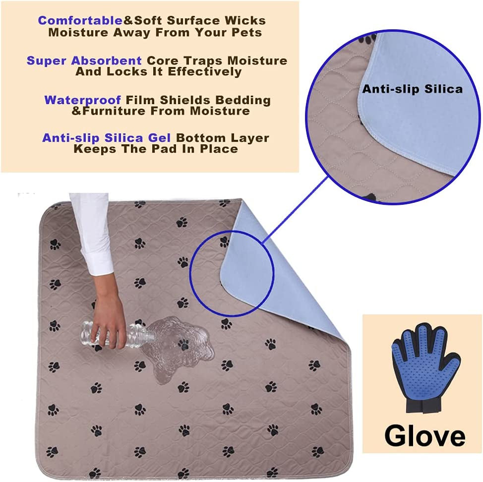 Premium Washable Puppy Pads - Reusable, Highly Absorbent, Waterproof Large Dog Pee Mat for Bedding