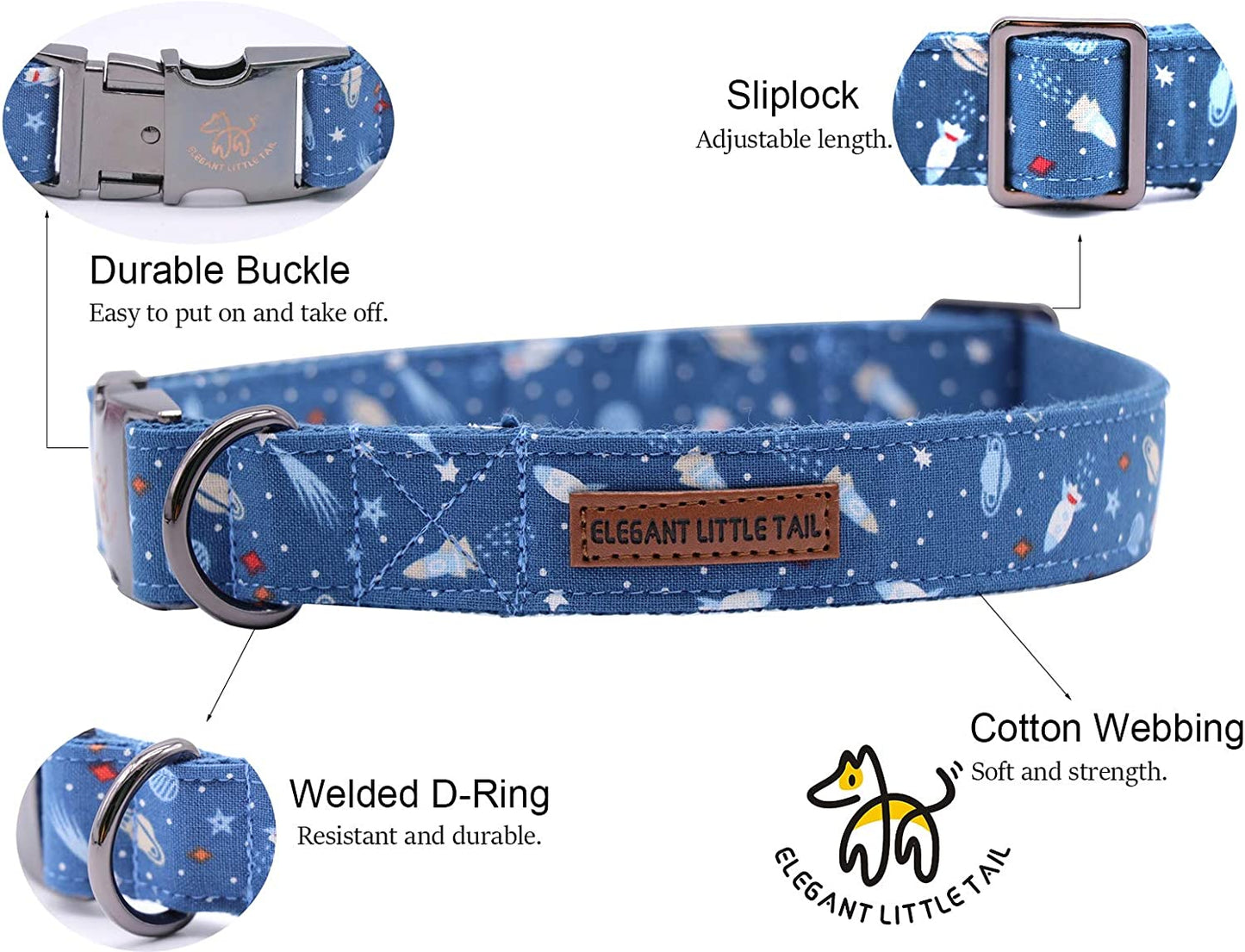 Elegant Bowtie Dog Collar - Adjustable Cotton and Webbing Design for Small, Medium, and Large Dogs and Cats