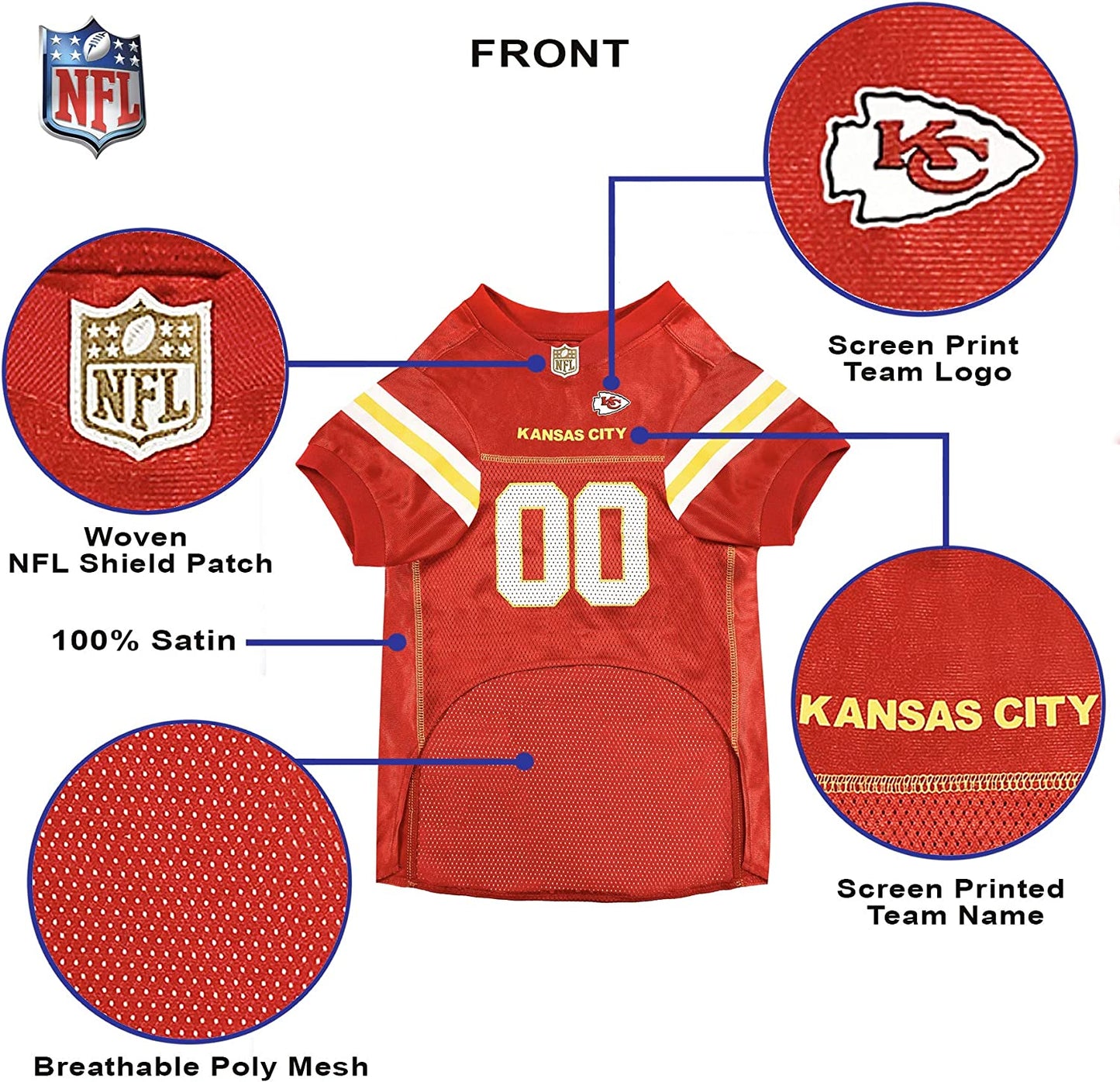 Kansas City Chiefs Medium Dog Jersey - Official NFL Football Costume for Pets